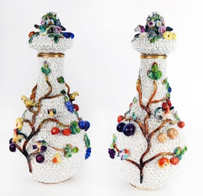 Two Jacob Petit Covered Vases