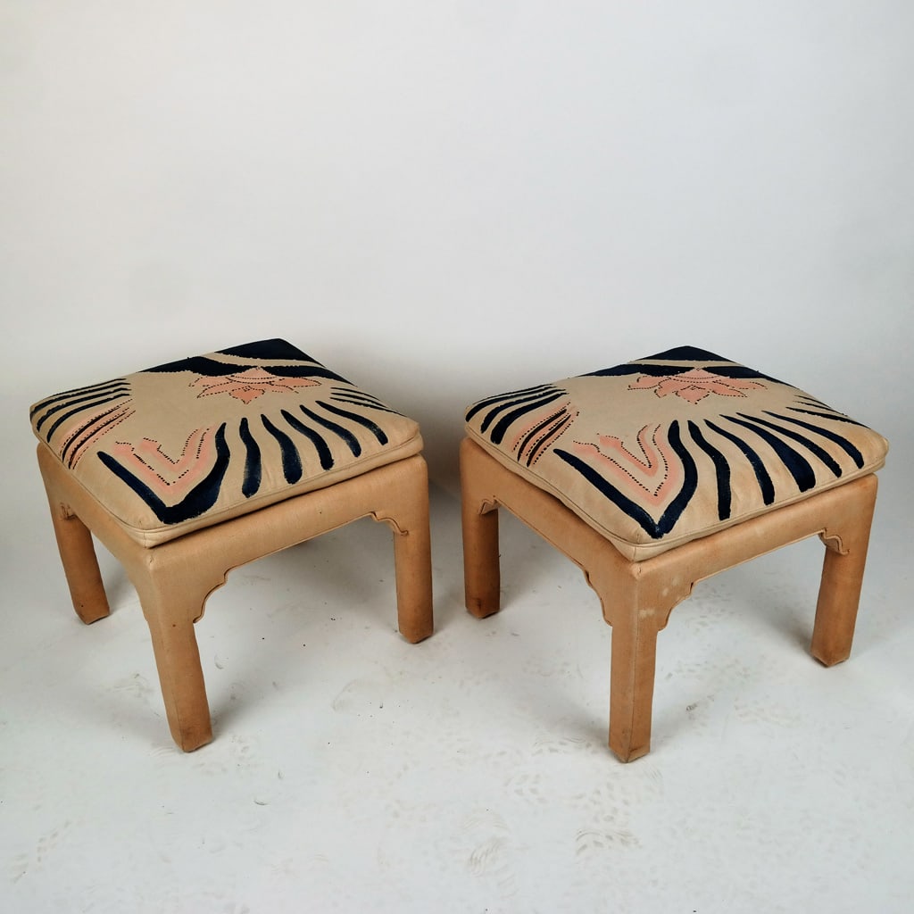 Chinese-Inspired Upholstered Taborets (1 of 7)