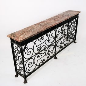 Louis XV-Style Iron & Marble Console
