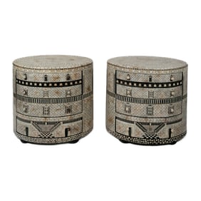 John-Richard Pair of Fornasetti-Style Chests