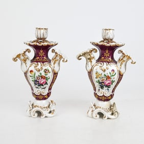 Pair of Jacob Petit Porcelain Candlesticks