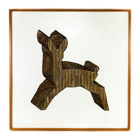 Harry ROSEMAN: "Wooden Deer" - Mixed Media