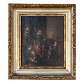 Children Playing - Late 19th C. Oil Painting