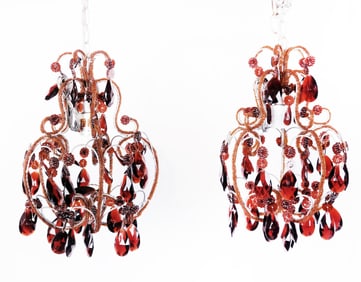 Pair of Mid-Century Modern Beaded Chandeliers