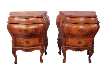 Pair of Early 20th C. Bombe Commodes
