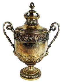Antique English Silver Vermeil Covered Urn