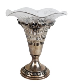 Sterling Silver Vase w/ Glass Insert