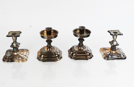 Two Pairs of Silver Plate Candlesticks