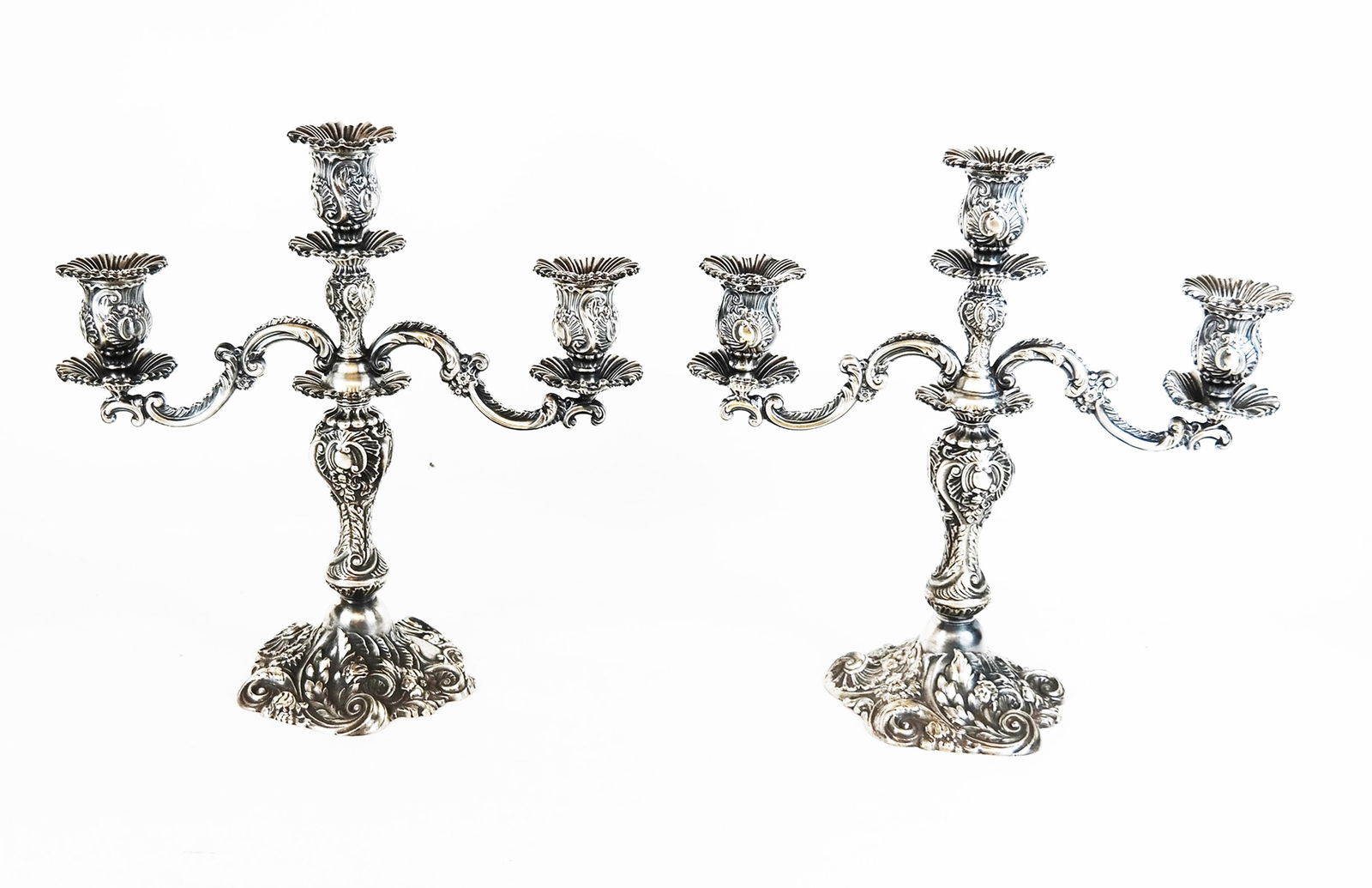 Pair of Silver Plate 3-Light Candelabra (1 of 14)