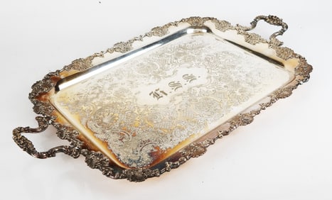 Victorian-Style Silver Plate Serving Tray