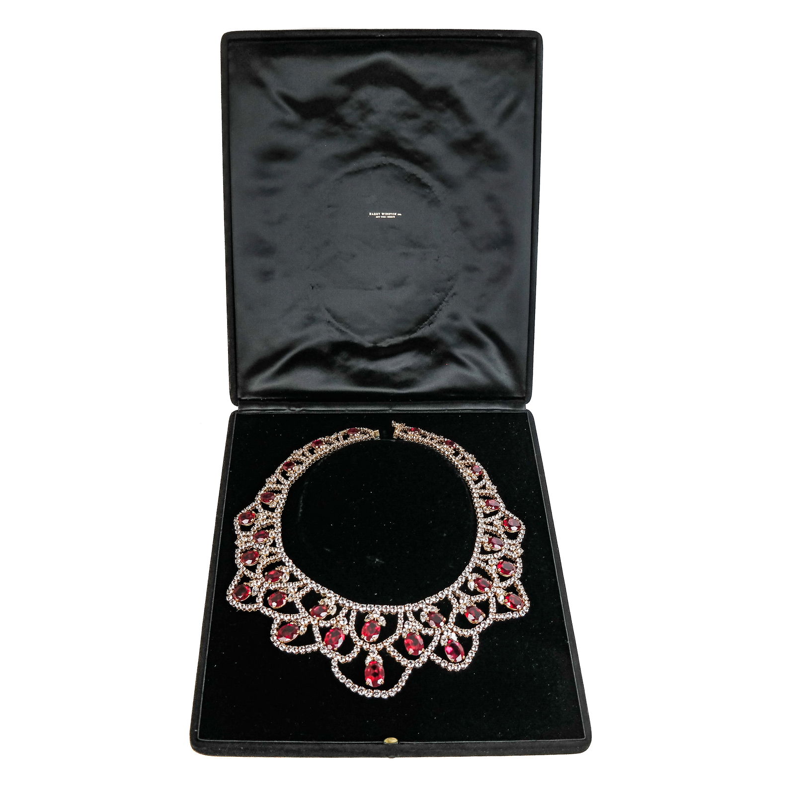 18K Gold, Red & Colorless Simulated Stone Necklace (1 of 16)