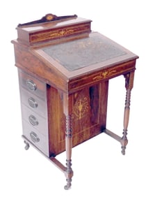 19th C Historic Davenport Desk With Letters
