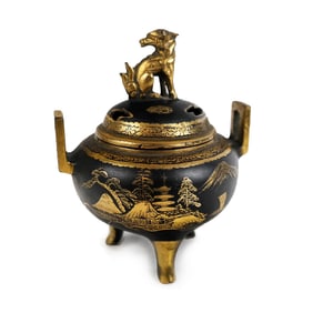 Japanese Parcel Gilt Decorated Bronze Censer