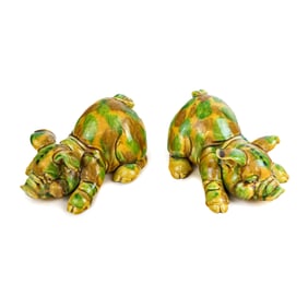 Pair of Chinese Ceramic Pig Figures