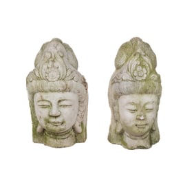 Chinese Carved Marble Busts of Guanyin (2)