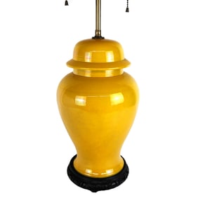 Chinese Yellow Glazed Ceramic Vase Lamp