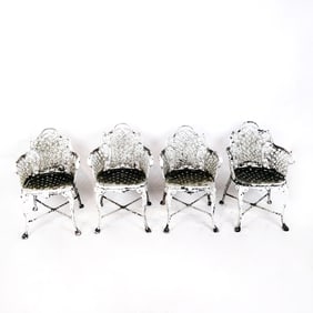 Four Aluminum White Garden Chairs