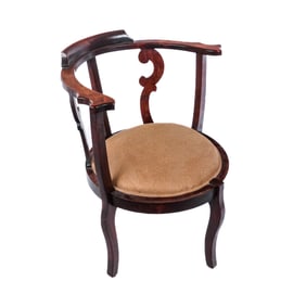 Mahogany Smoker's Bow Corner Armchair