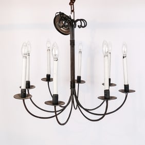Wrought Iron Eight-Light Chandelier
