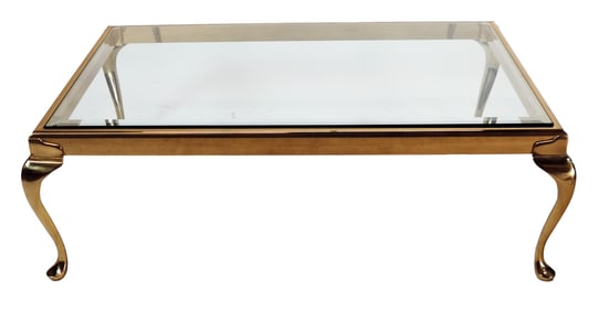 Mid-Century Modern Brass & Glass Coffee Table