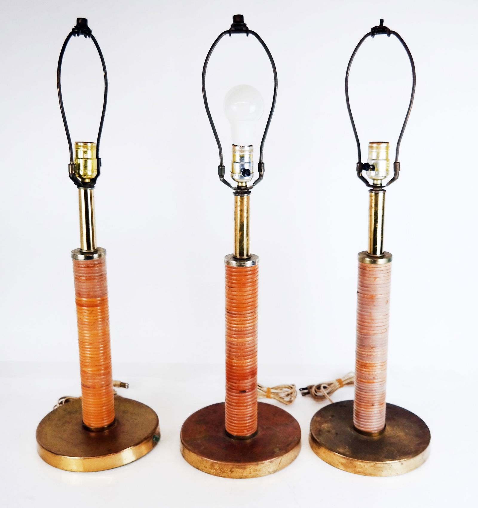 Three Mid-Century Modern Faux Bamboo Lamps (1 of 7)