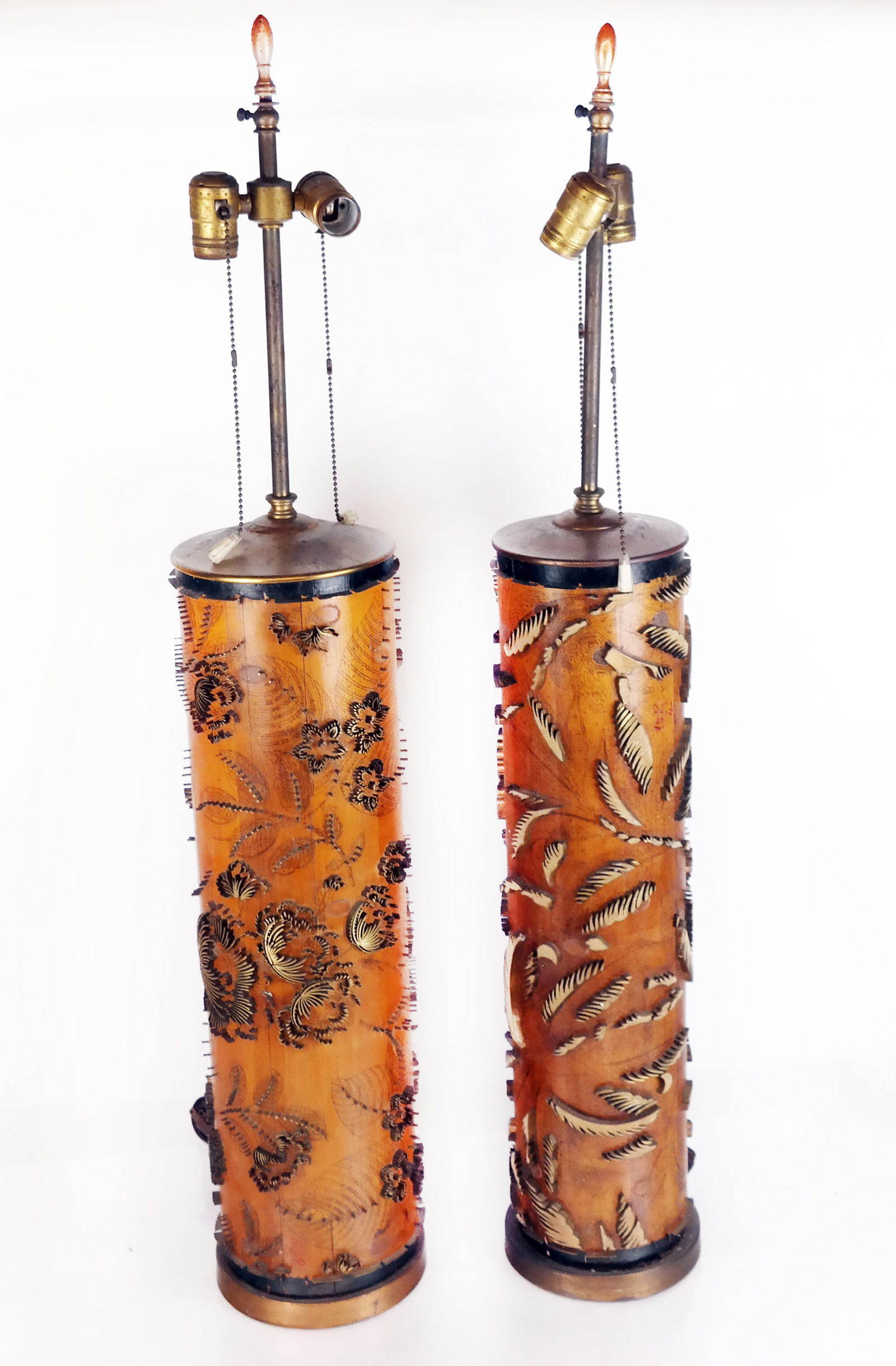 Pair of 19th C. Wallpaper Roll Lamps (1 of 12)