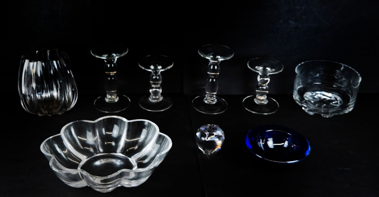 Group of Clear and Blue Glass Tablewares (8) (1 of 19)