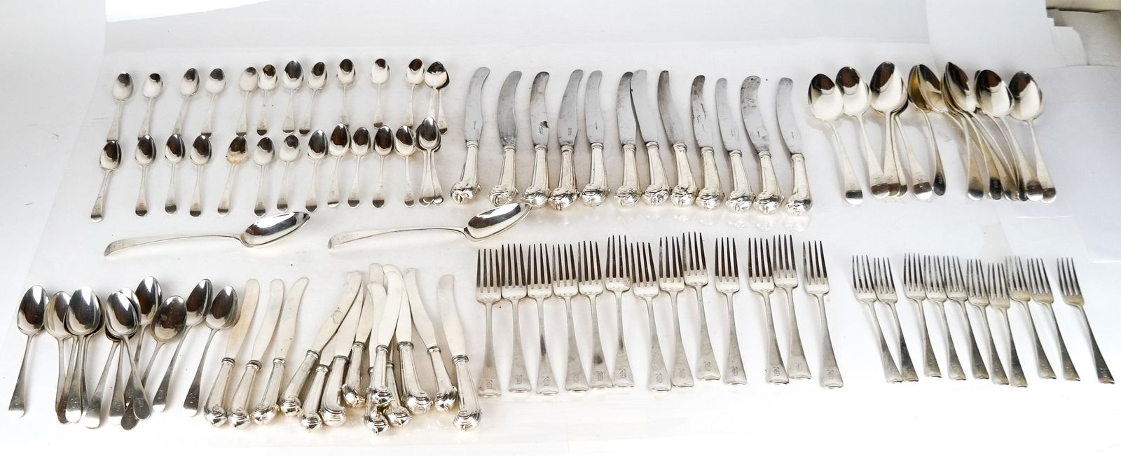 Antique English Silver Flatware Service (106 Pcs.) (1 of 13)