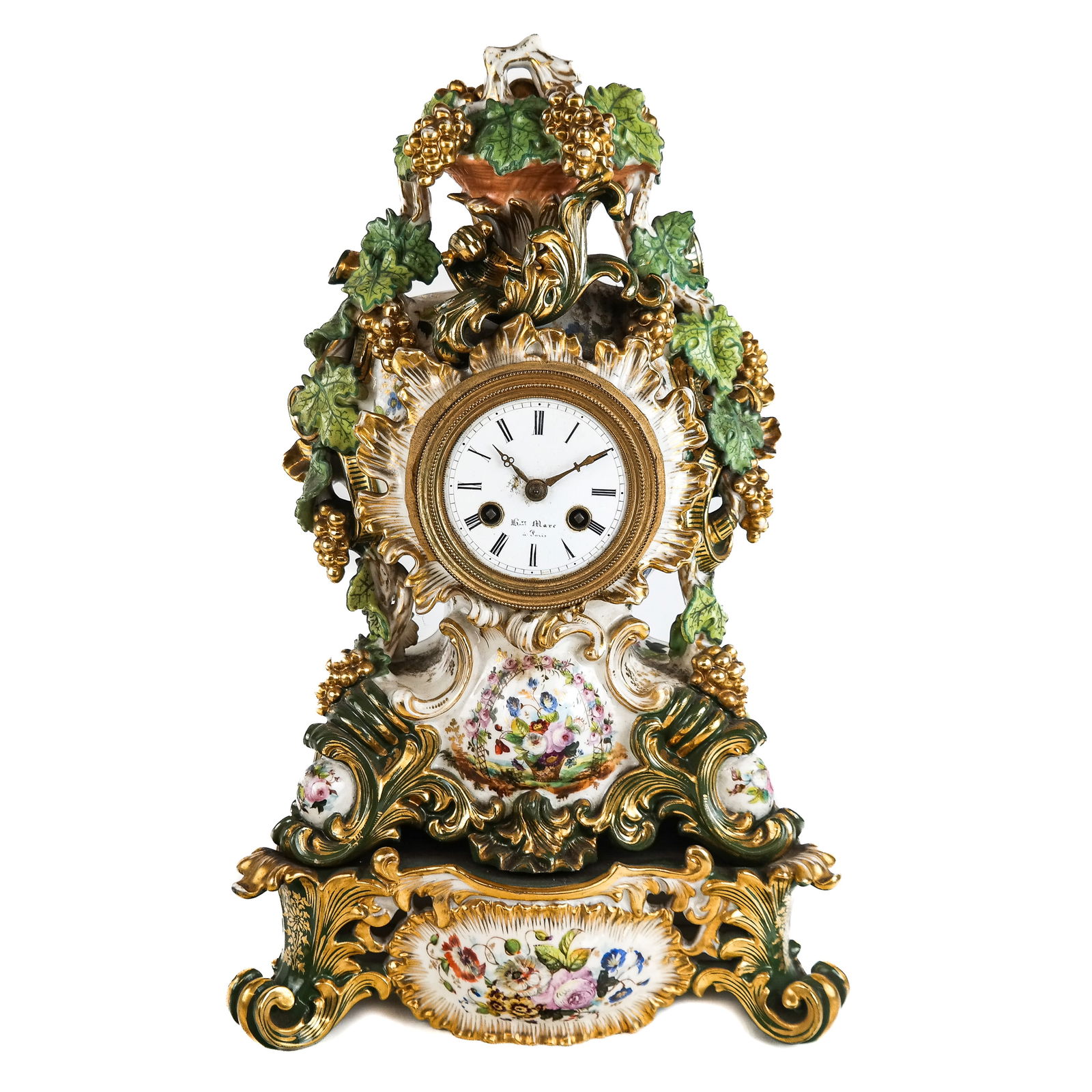 Continental Rococo Porcelain Mantel Clock (1 of 13)