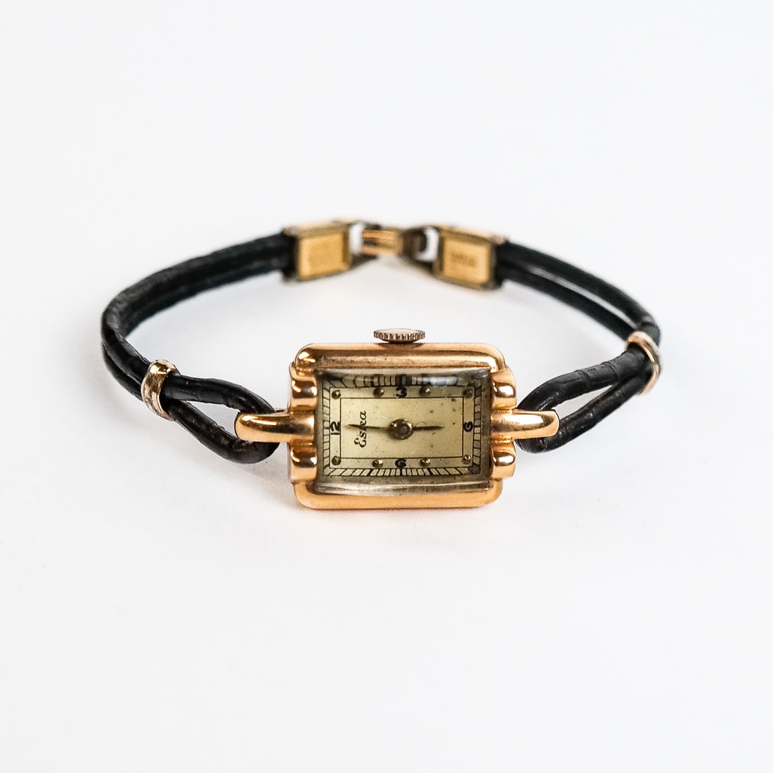 Eska Retro 18K Rose Gold, Metal and Leather Watch (1 of 5)