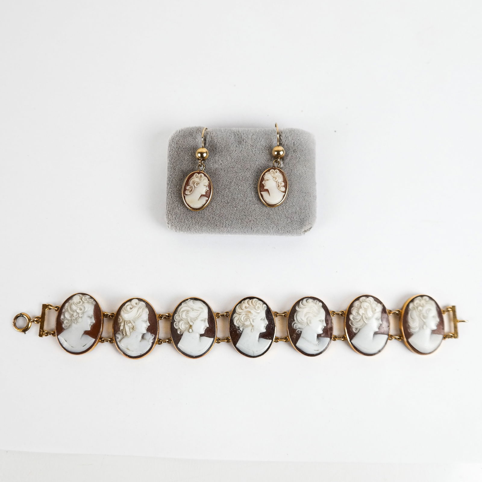 Shell Cameo and 14K Gold Earrings and Bracelet (2) (1 of 14)