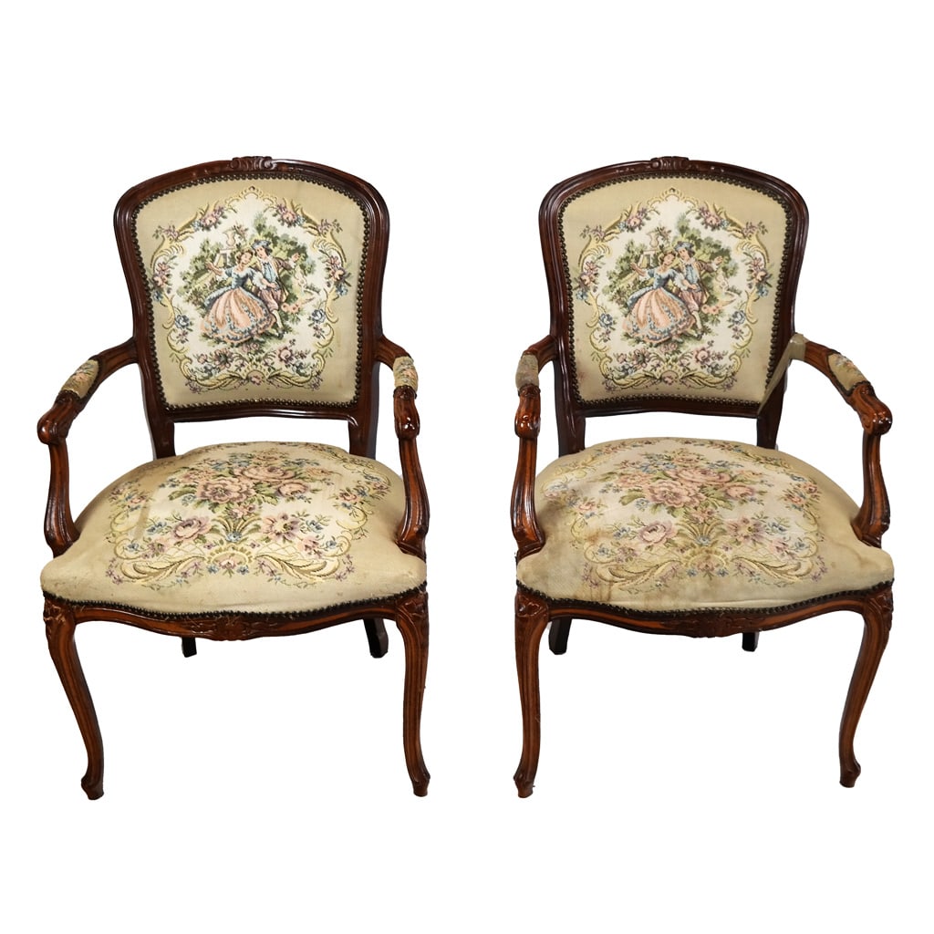 Pair of Louis XV-Style Fauteuils (1 of 9)