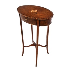 American 19th C. Oval Inlaid Table