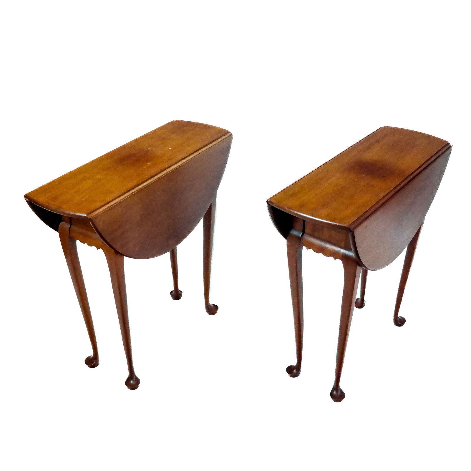 Pair Early 20th C. Queen Anne Drop Leaf Tables (1 of 11)