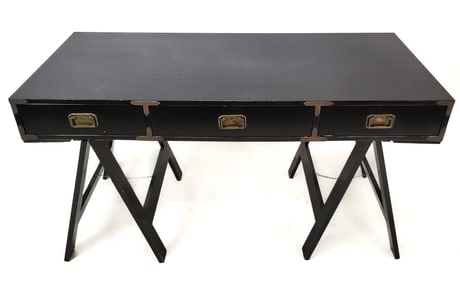 Vintage Mid Century Modern Ebony Campaign Desk
