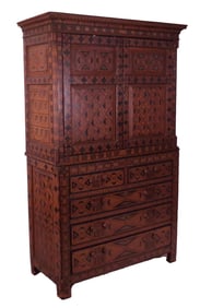 African Tribal Motif Painted Wardrobe