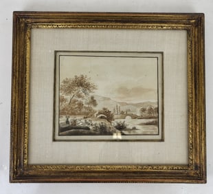 18th C. Sepia Landscape w/ Figures
