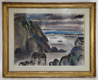 Ethel KATZ: Harbor Scene - Mixed Media Painting