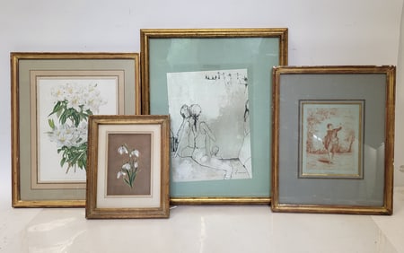 Four Framed Vintage Decorative Artworks