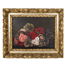 Antique American Floral Still Life Oil Painting