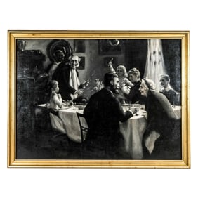 American School - Thanksgiving - Oil Painting