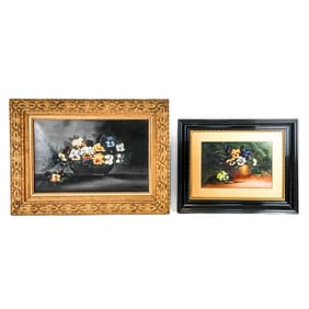 Two American School Floral Oil Painting