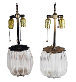 Pair of Art Deco Crystal Lamps