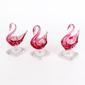 Three Murano Glass Swan-Form Salts