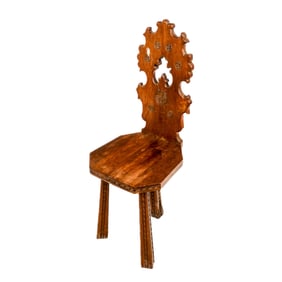 19th C. Swiss Carved Side Chair