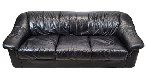 Contemporary Black Leather Sofa