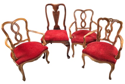 Group of Four Painted 20th C. Chairs