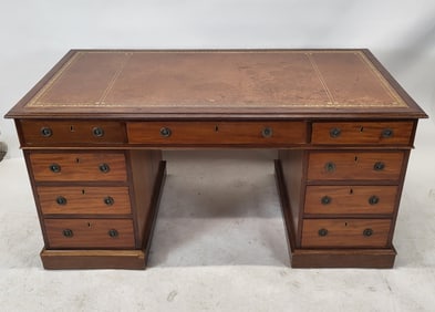 Antique English Leather-Top Desk