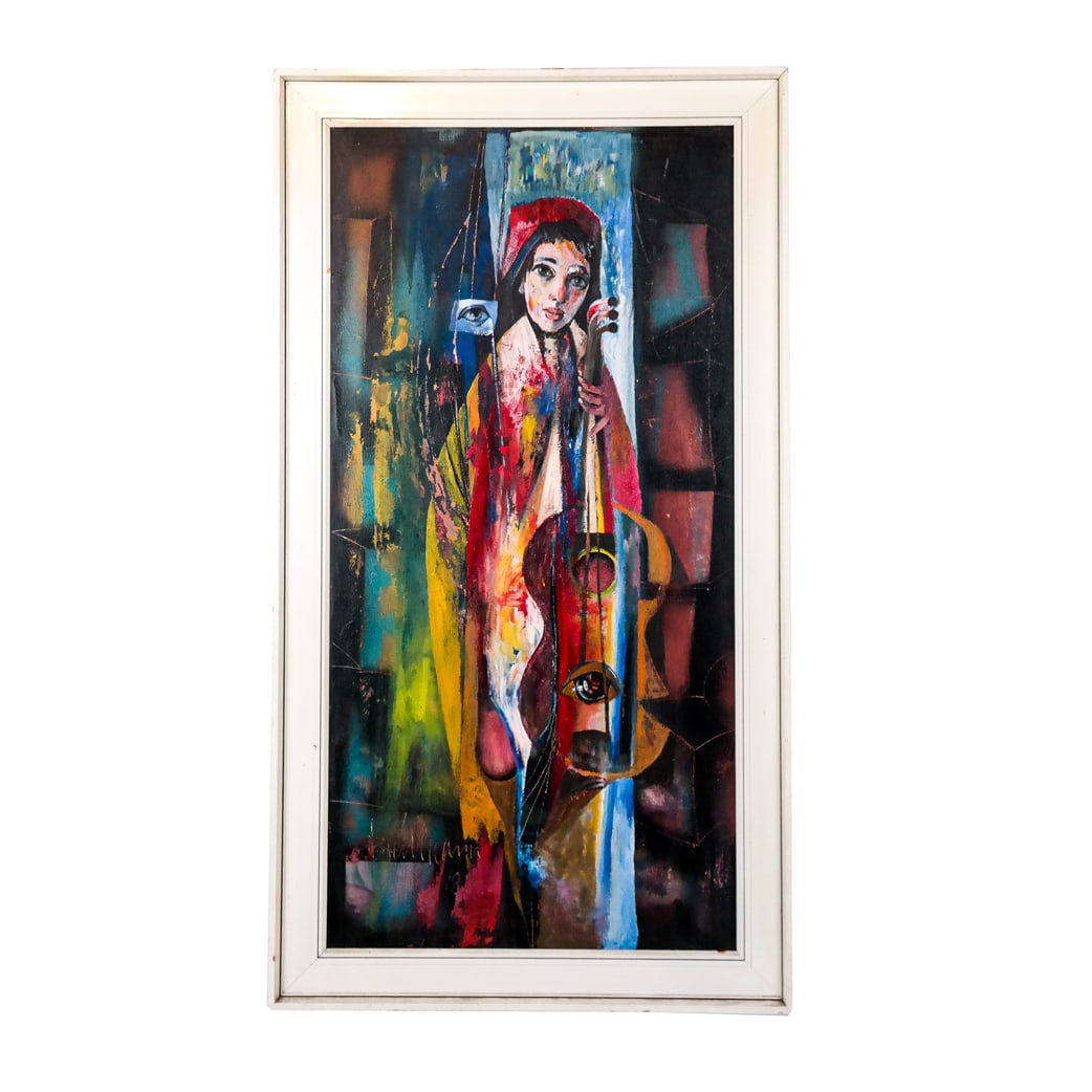 Woman and Guitar - Impressionist-Style Painting (1 of 9)