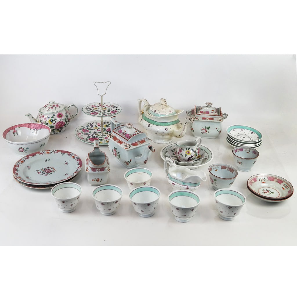 Three Polychrome Partial Tea Services (1 of 12)